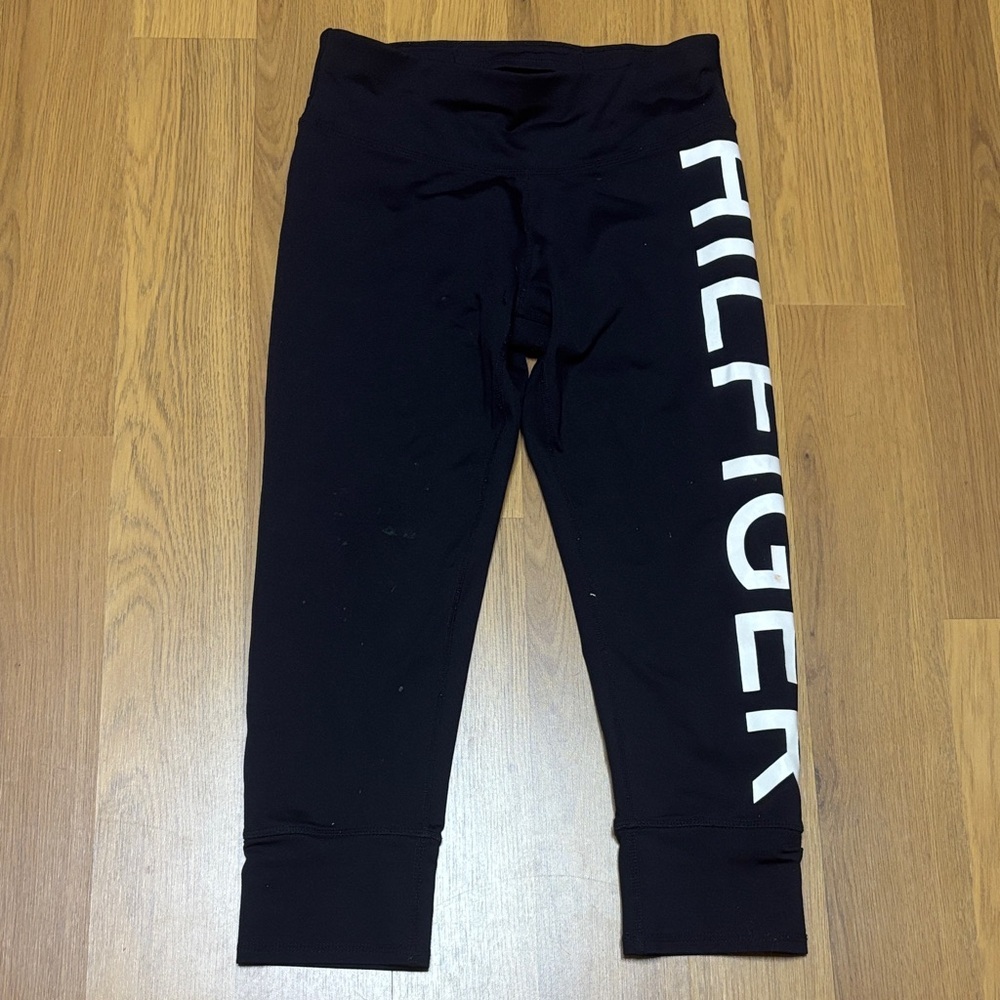 Tommy Hilfiger Black Leggings with White Logo Size: Small